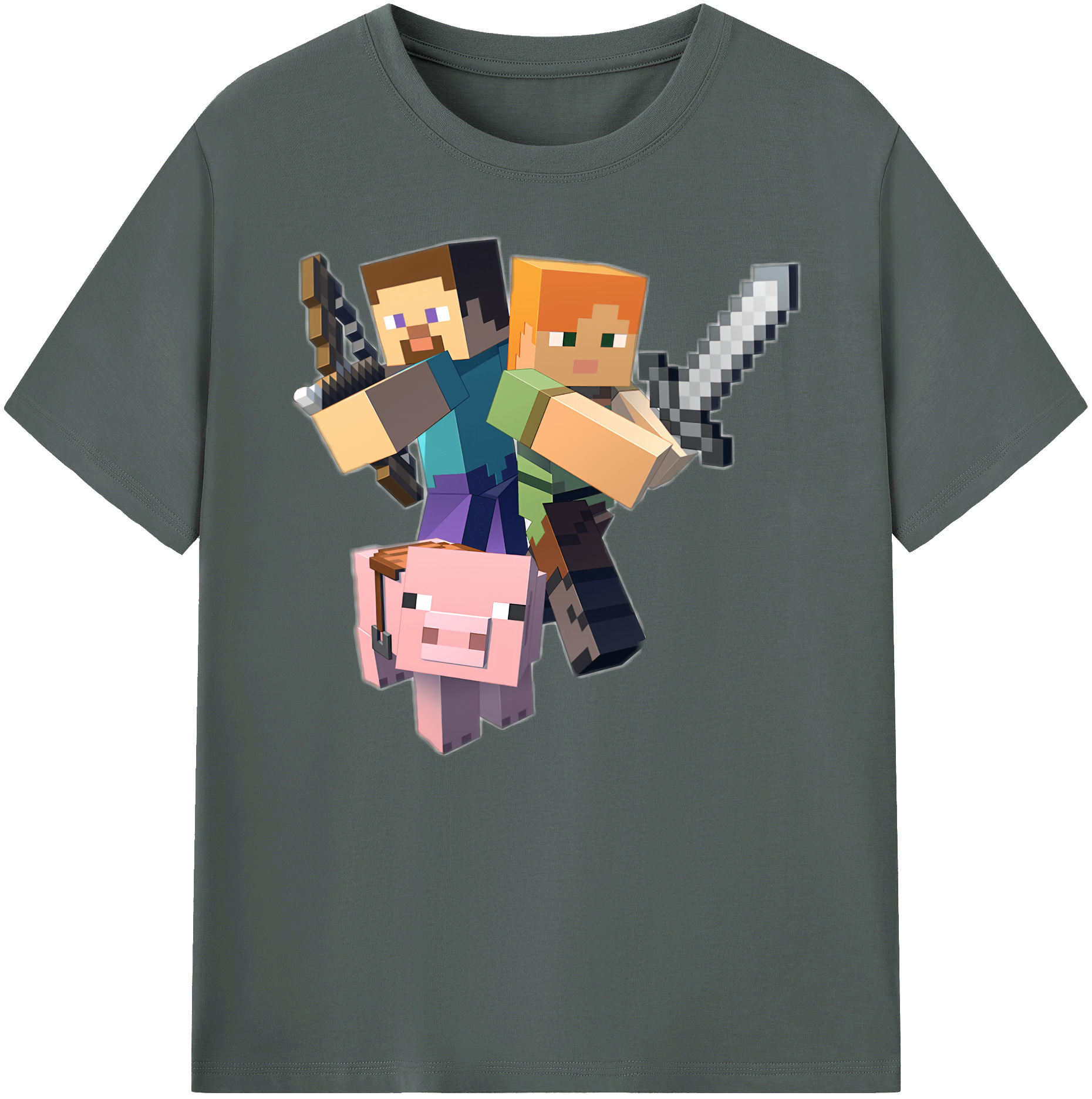 （画像用） マインクラフト ブロックの世界 Minecraft MC Block world 綿100％ メンズ半袖Tシャツ｜肌触りやわらか＆通気性